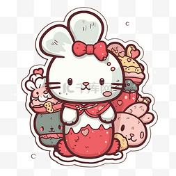 中间有一堆糖果的 hello kitty 剪贴