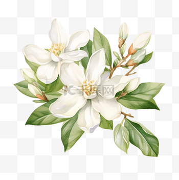 晚霞和花(水彩画)