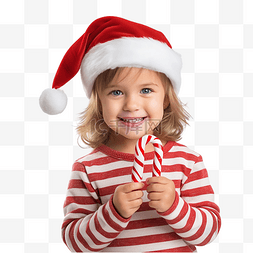 戴着圣诞老人帽子的小女孩在圣诞