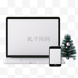 办公桌广告图片_用于圣诞季节性广告的带空屏幕的