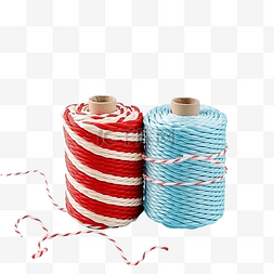 圣诞礼品包装图片_圣诞红白麻线棉绳绳，用于蓝色礼