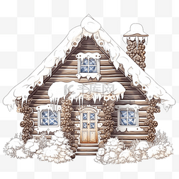 老房子雪图片_从童话故事中装饰的木制木屋覆盖