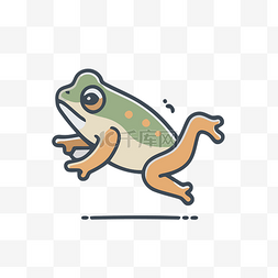 青蛙icon图片_绿色青蛙跳跃的线条插图 向量