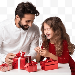 分享礼物图片_美丽的夫妇在圣诞晚餐期间分享礼