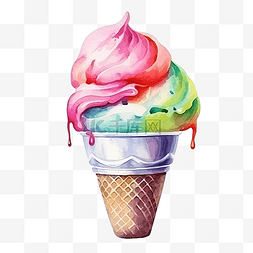 夏威夷冰淇淋图片_水彩冰淇淋
