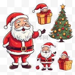 圣诞老人雪橇帽子图片_可爱的卡通圣诞老人圣诞系列