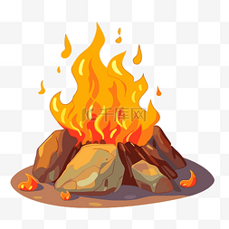 篝火剪贴画卡通篝火在火焰中燃烧