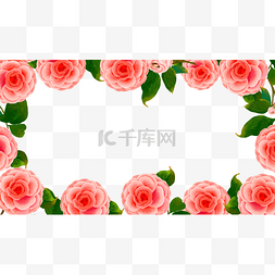 山茶花水彩花卉边框