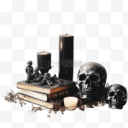 女巫桌上的黑色蜡烛橹神秘占卜和