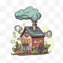 房子和烟囱图片_温室气体 向量