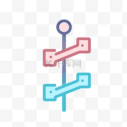 位置线性icon图片_带箭头的蓝色和粉色杆 向量