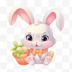 兔子与花图片_复活节快乐与可爱的兔子可爱的兔