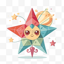 Parol剪贴画可爱折纸星星与月亮卡