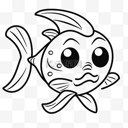 鱼涂鸦可爱的单条鱼，大嘴唇和眼