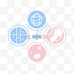 四圆圈图片_四个图标，包括一个红色星球和两