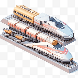 3d 机车子弹头列车与铁轨蒸汽火车