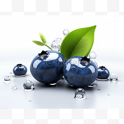 ai水滴有图片_有绿叶和水滴的蓝莓