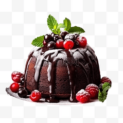 浆果馅饼图片_圣诞自制黑巧克力邦特蛋糕，石头