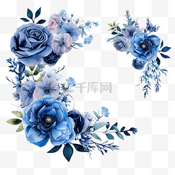 蓝色框架与鲜花