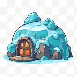 冰屋剪贴画冰冷的雪房子卡通插图