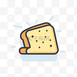 黄油片图片_带有一片奶酪的细线图标 向量