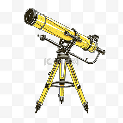 手绘线条望远镜图片_黄色望远镜粉笔线条艺术