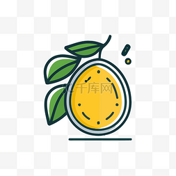 柠檬高清图图片_白色背景上带有橙色图标的柠檬叶