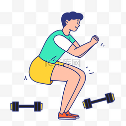 不锻炼身体图片_卡通男士运动健身哑铃