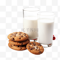 一杯牛奶和自制饼干，配上巧克力