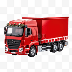 红色集装箱图片_红色玩具车的节日卡车与独立的集