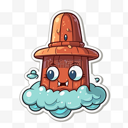 噴水图片_卡通帽子上有一个洞，上面有水 