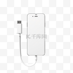 充电屏幕图片_带 USB 充电的白色智能手机