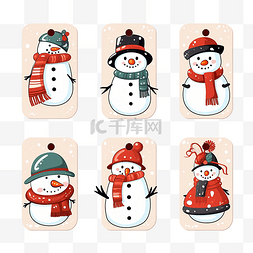 2023新年素材图片_圣诞礼物标签卡标签与可爱的雪人