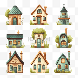 卡通城市住宅图片_quirky 卡通 小屋 可爱 插图