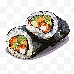 寿司小吃图片_韩国街头食品紫菜包饭插画