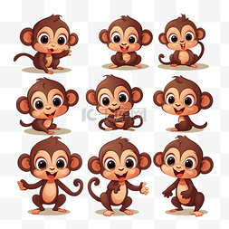 头抽象图片_可爱的表情猴子卡通