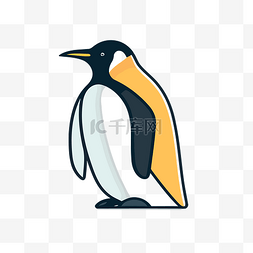 直线白色图片_白色背景上的企鹅，上面有一条黄