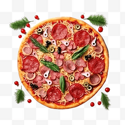 披萨配料以圣诞装饰品的形式