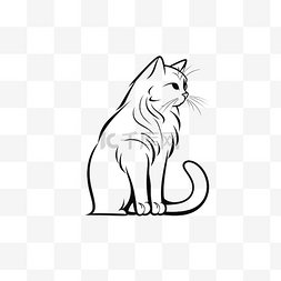 黑色白色线条图片_猫 单线线条艺术 一条线动物