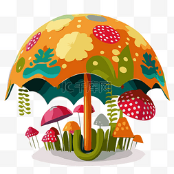 卡通蘑菇伞图片_春伞 向量