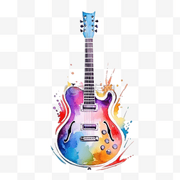 吉他水彩元素