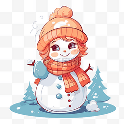 雪女孩剪贴画可爱的冬季女孩雪人