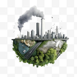 地球日环境图片_3d 插图空气和地球污染合适的生态