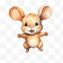 人物跳跃动画图片_小可爱的大耳朵棕色涂鸦卡通鼠标