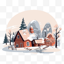 古老的房屋图片_免费冬季剪贴画冬季卡通中一座古