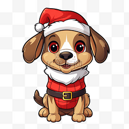 梗犬图片_矢量卡通人物快乐狗圣诞服装设计