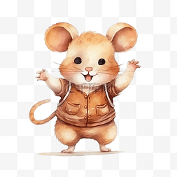 卡通可爱的小老鼠图片_可爱的小胖棕色涂鸦卡通老鼠角色