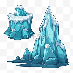 冰山剪贴画冰岩设置与冰晶隔离在