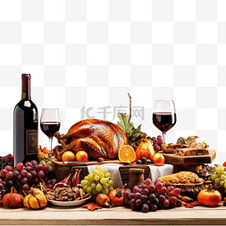 感恩节活动的餐桌上有传统食物