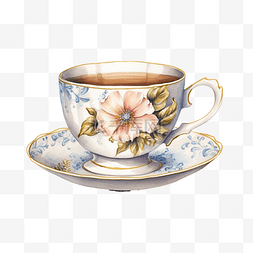茶杯水彩插图